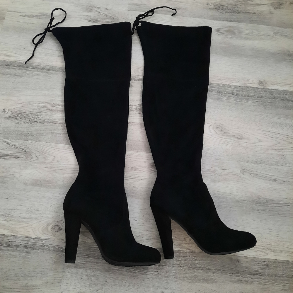 Faux Suede Over-the-Knee Boots